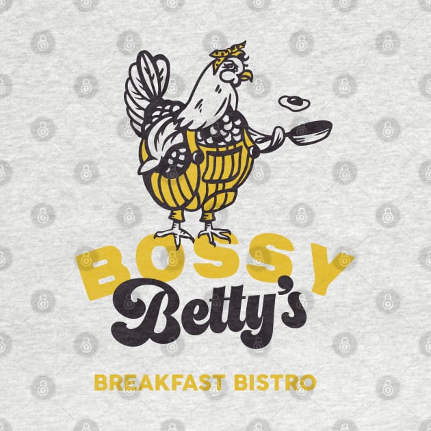 Bossy Betty's Breakfast Bistro. Cool Chicken Cooking Eggs Art by The Whiskey Ginger